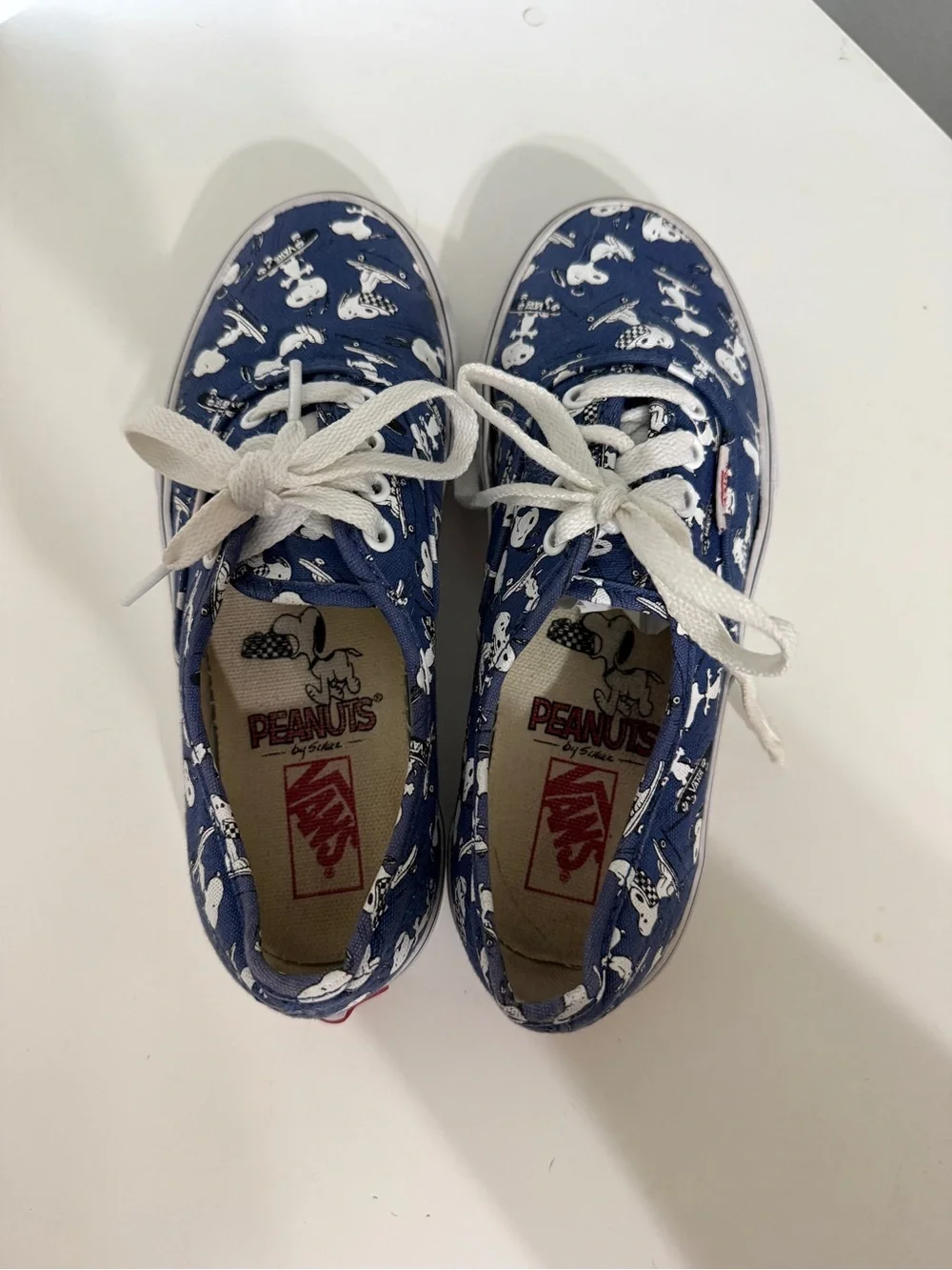 VANS x Peanuts Snoopy Navy Canvas Low Top Lace-Up Sneakers Unisex Kids 1.5